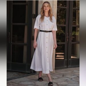 JENNI KAYNE White Linen Button-Down Day Dress